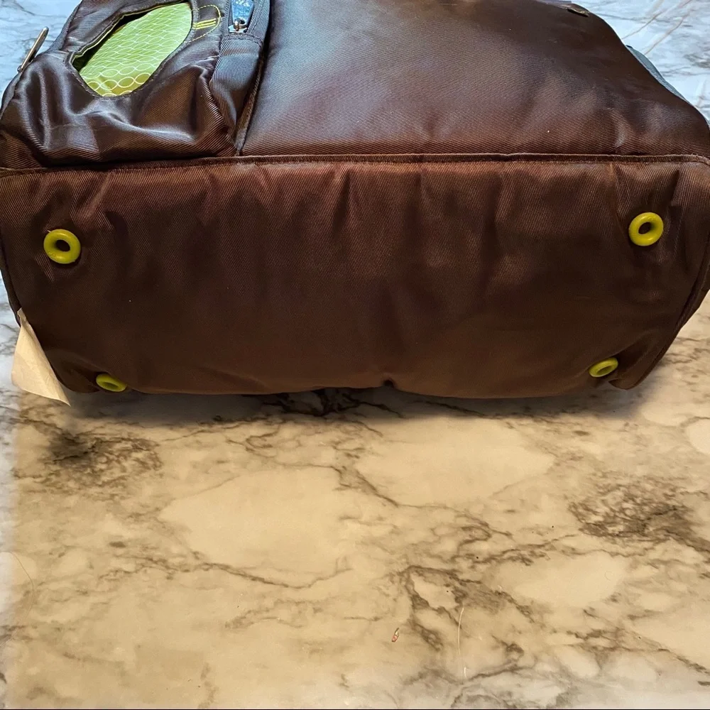Fisher-Price Diaper Bag Brown Multi Pocket Baby Bag Travel Tote Adjustable Strap